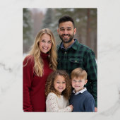 家族写真弓ブルークリスマスゴールドフォイルカード 箔シーズンカード (裏面)