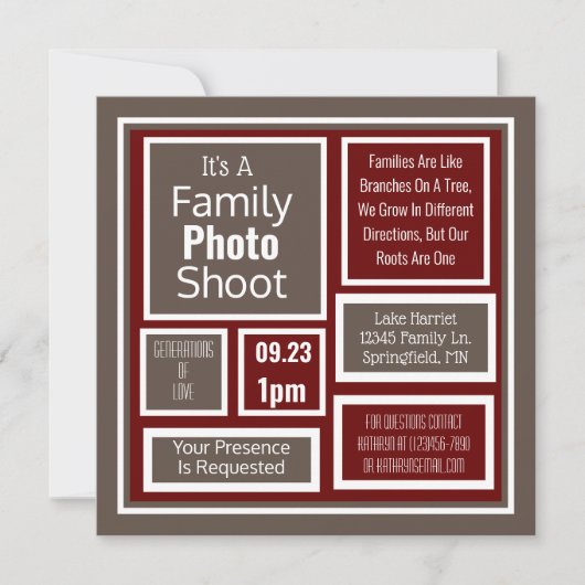 家族写真撮影モダン会 招待状 (正面)