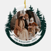 家族写真松の木クリスマスセラミックオーナメント セラミックオーナメント (裏面)