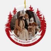 家族写真松の木クリスマス セラミックオーナメント (裏面)