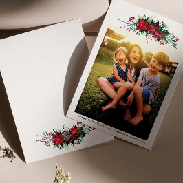 家族写真植物性クリスマス シーズンカード