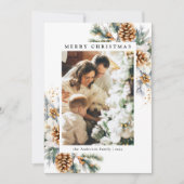 家族写真水彩植物性フローラクリスマス シーズンカード (正面)