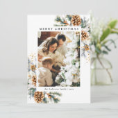 家族写真水彩植物性フローラクリスマス シーズンカード (スタンド正面)