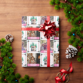 家族写真猫クリスマスツリーモダン ラッピングペーパー