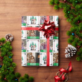 家族写真猫クリスマスツリーモダン ラッピングペーパー