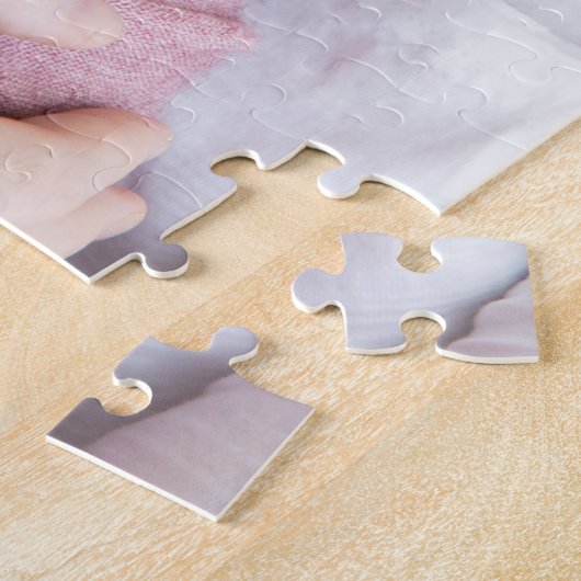 家族写真生まれたばかりのベビーガール写真 ジグソーパズル (側面)