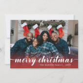 家族写真紅白書道楽しいクリスマス シーズンカード (正面)