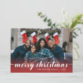 家族写真紅白書道楽しいクリスマス シーズンカード (スタンド正面)