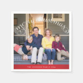 家族写真赤メリークリスマス スタンダードカクテルナプキン (正面)