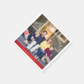 家族写真赤メリークリスマス スタンダードカクテルナプキン (角)