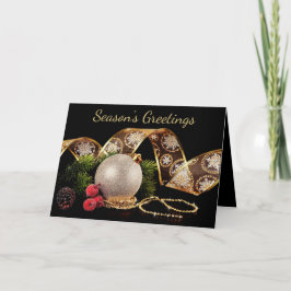 家族写真金ゴールド、シルバーホリデークリスマスカード カード