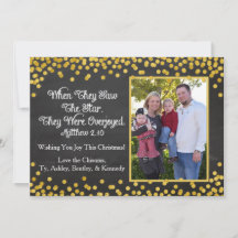 家族写真1枚の宗教的クリスマスカード