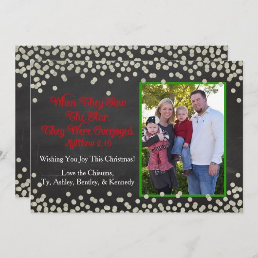 家族写真1枚の宗教的クリスマスカード シーズンカード (正面/裏面)