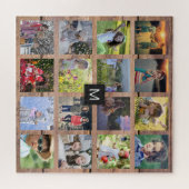 家族写真16枚木版写モノグラムの真 ジグソーパズル (横)