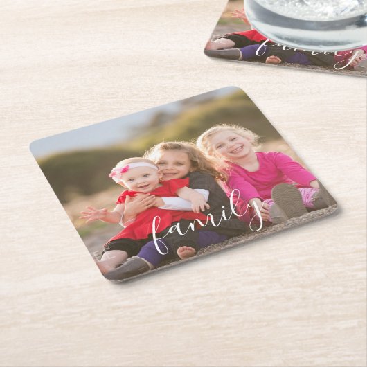 家族写真 スクエアペーパーコースター (アングル)