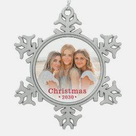 家族写真 スノーフレーク ペウター クリスマス オーナメント