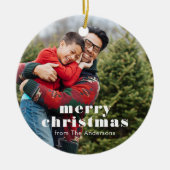 家族写真 メリークリスマス セラミックオーナメント (正面)