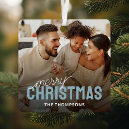 家族写真 メリークリスマス メタルオーナメント