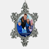 家族写真（青） スノーフレークピューターオーナメント (左)