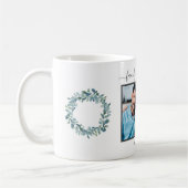 家族写真eucalyptus緑の白い名前 コーヒーマグカップ (左)