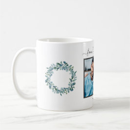 家族写真eucalyptus緑の白い名前 コーヒーマグカップ