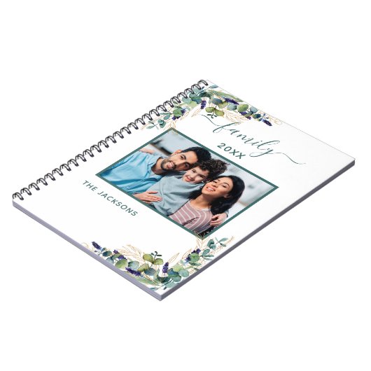 家族写真eucalyptus緑の白い名前 ノートブック (左側)