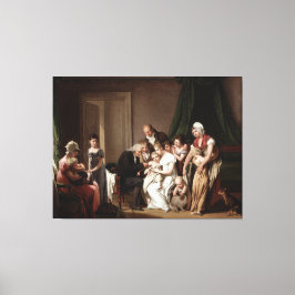 家族医師予防接種の子供の古い油絵 キャンバスプリント