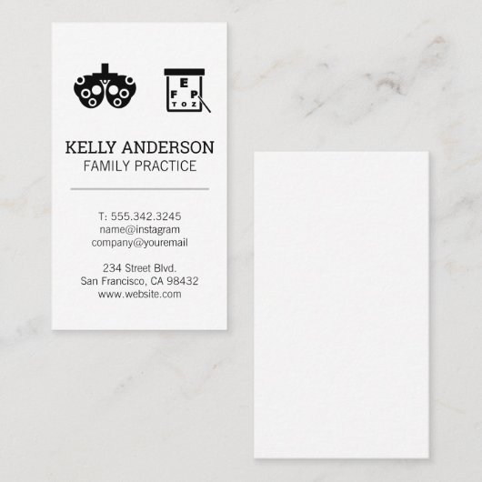 家族医師 | MDの練習 | 検眼 名刺 (正面/裏面)