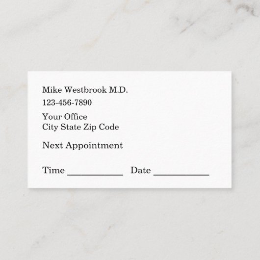 家族医療アポイントメント 名刺 (裏面)