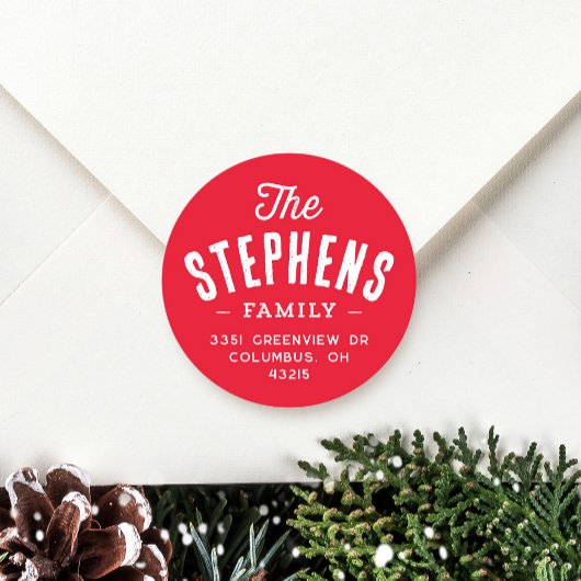 家族名かわいい休日差出人住所 ラウンドシール