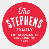 家族名かわいい休日差出人住所 ラウンドシール (正面)