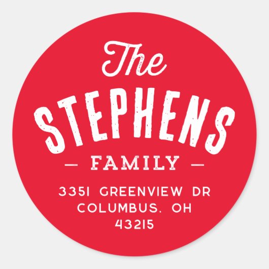 家族名かわいい休日差出人住所 ラウンドシール (正面)