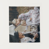 家族名と創立年を入れたオリジナル写真 タペストリー (正面)