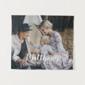 家族名と創立年を入れたオリジナル写真 タペストリー (正面(横))