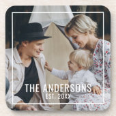 家族名と創立年付きカスタム写真 コースター (正面)