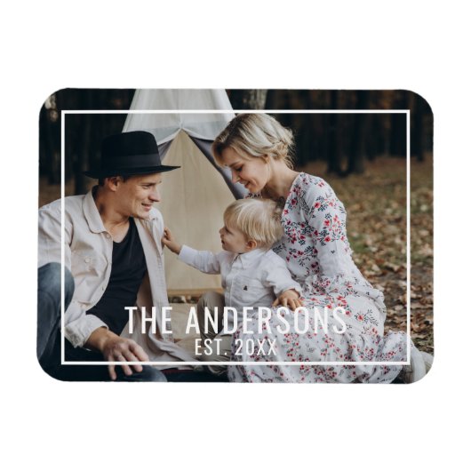 家族名と創立年付きカスタム写真 マグネット (横)
