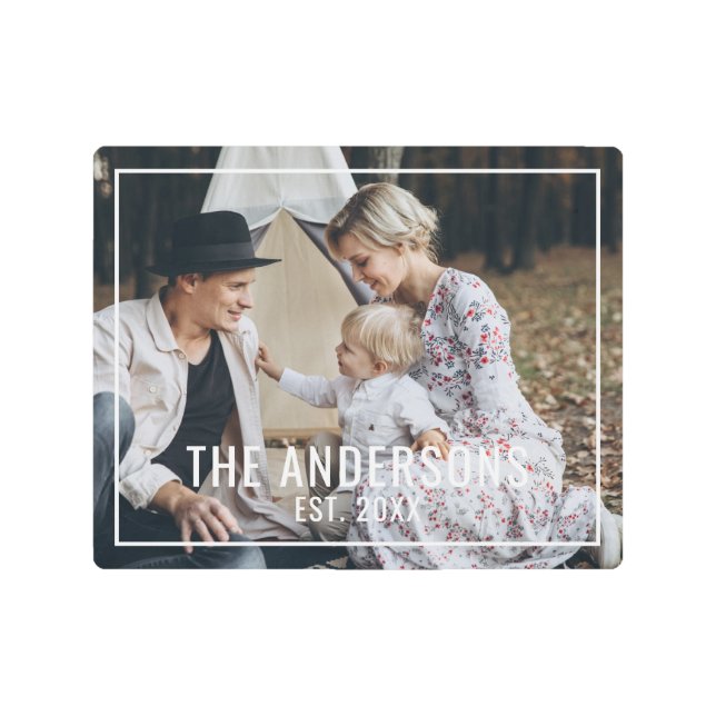 家族名と創立年付きカスタム写真 メタルプリント (正面)