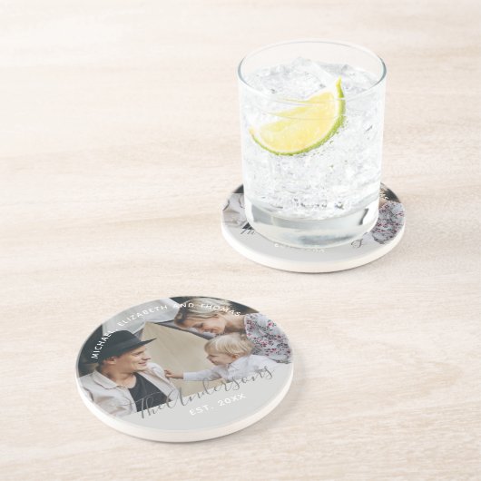 家族名と設立年を入れたオリジナル写真 コースター (側面)