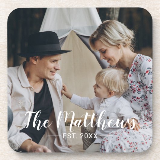 家族名と設立年を入れたオリジナル写真 コースター (正面)