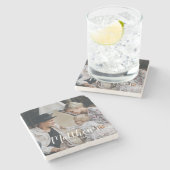 家族名と設立年を入れたオリジナル写真 ストーンコースター (横)