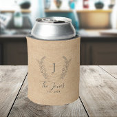 家族名テンプレートモノグラム素朴バーラップ 缶クーラー