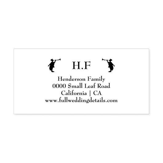 家族名トランペットのトランペ結婚ーターシルエット セルフインキングスタンプ (デザイン)