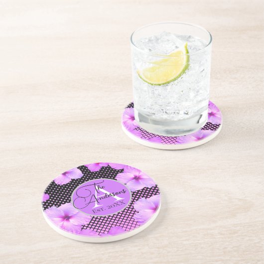 家族名ホットピンクハイビスカス コースター (側面)