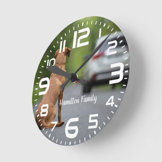 家族名ラブラドールドッグカーウォールクロック ラウンド壁時計 (傾斜)