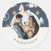 家族名入りのクリスマスステッカー ラウンドシール (正面)