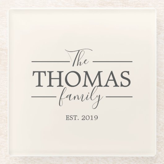 家族名入りオリジナルコースター 引っ越し祝い ガラスコースター (正面)
