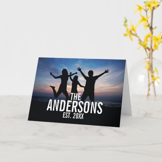 家族名入りオリジナル家族写真 カード (黄色い花)