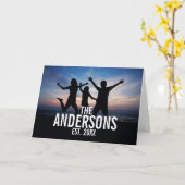 家族名入りパーソナライズドファミリー写真 カード (黄色い花)