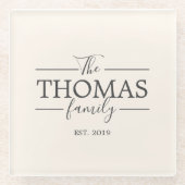 家族名入れコースター 引っ越し祝い ガラスコースター (正面)