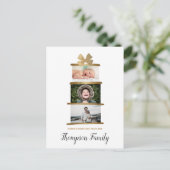家族名写真贈与クリスマス金ゴールド シーズンポストカード (スタンド正面)